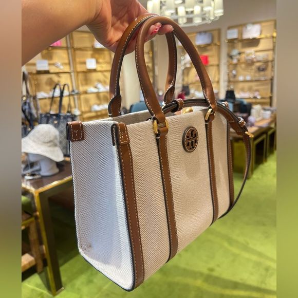 Tory Burch Blake Canvas Small Tote, Canvas / Classic Cuoio, Style 145356 - Picture 4 of 10